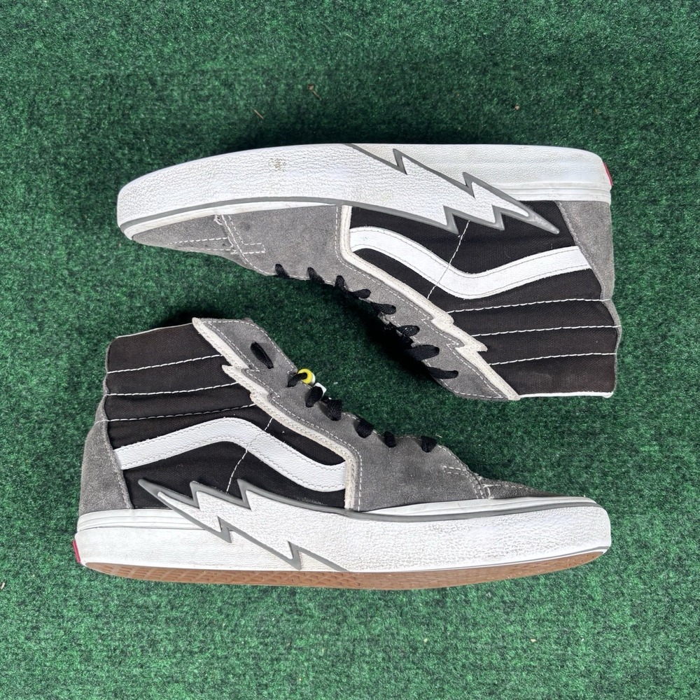 Vans Sk8 High Bolts Size 8.5 Men's Black Gray Pewter Lightning Hi Top Suede
